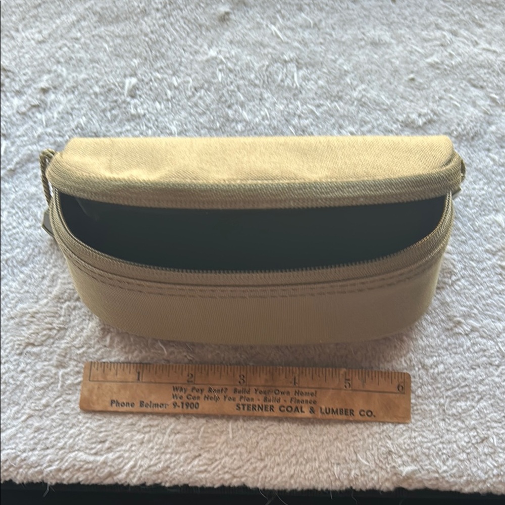 Khaki Tactical Sunglass case with Zipper Closure with belt c